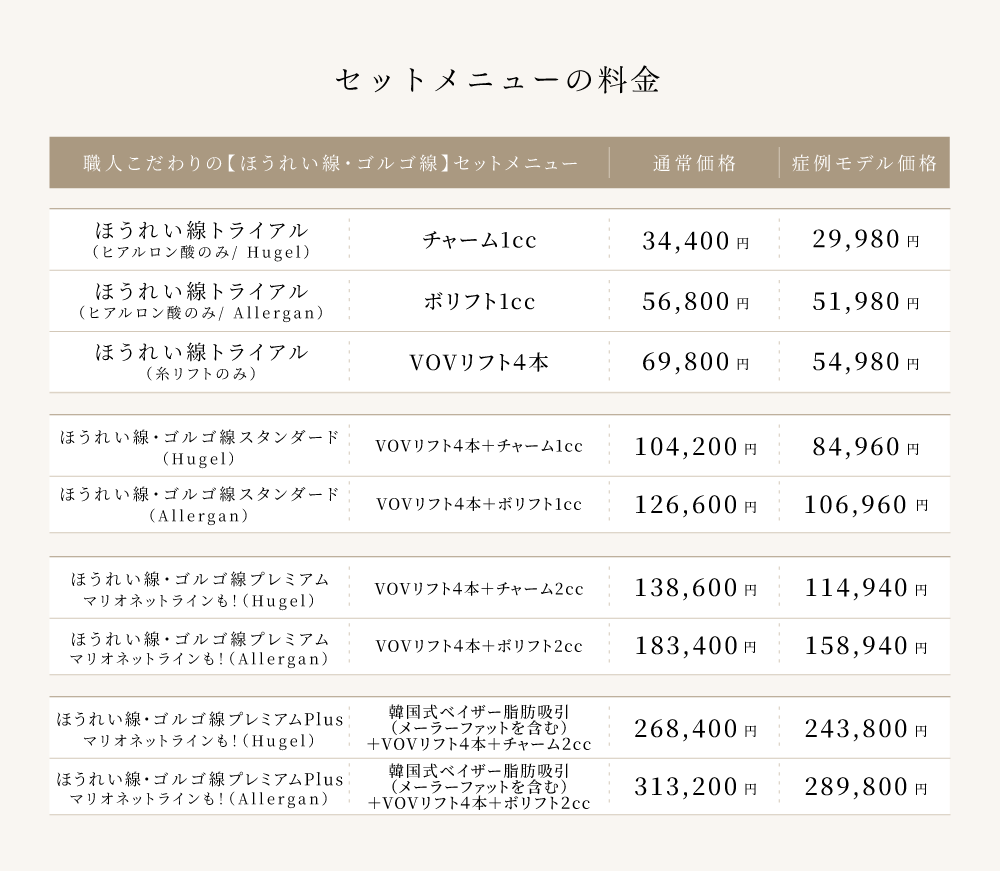 8. メニューと料金表
