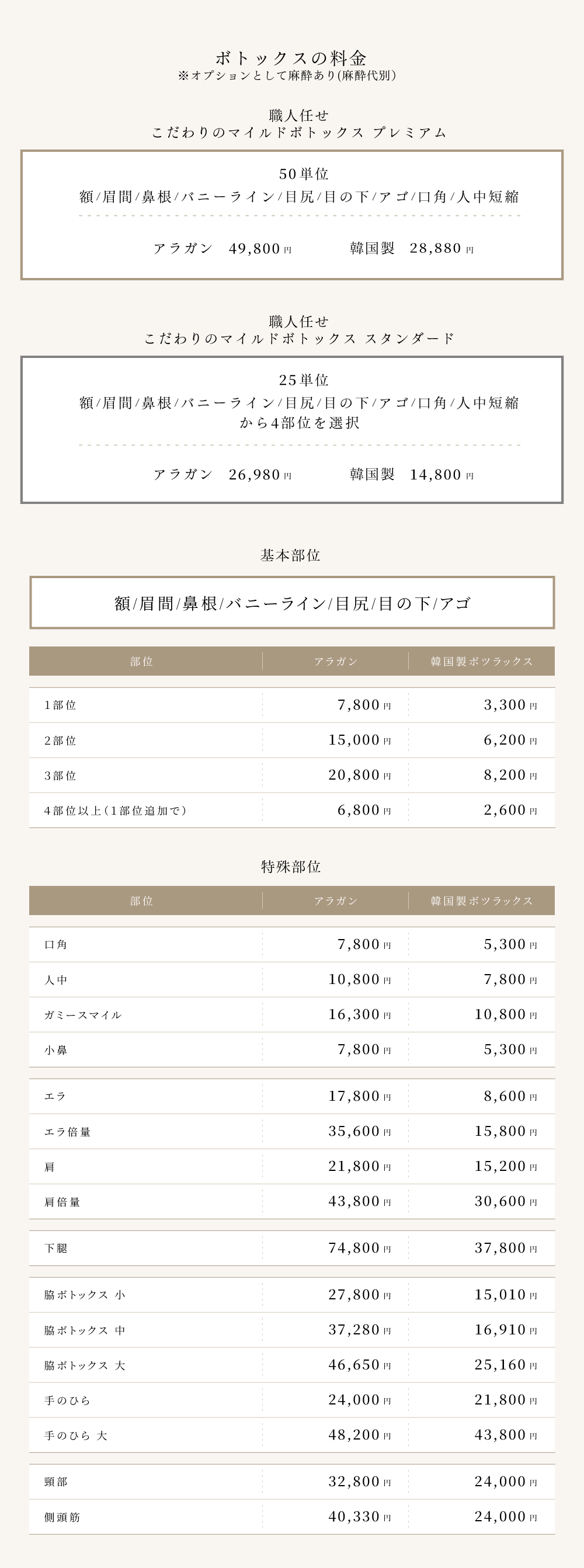 料金表