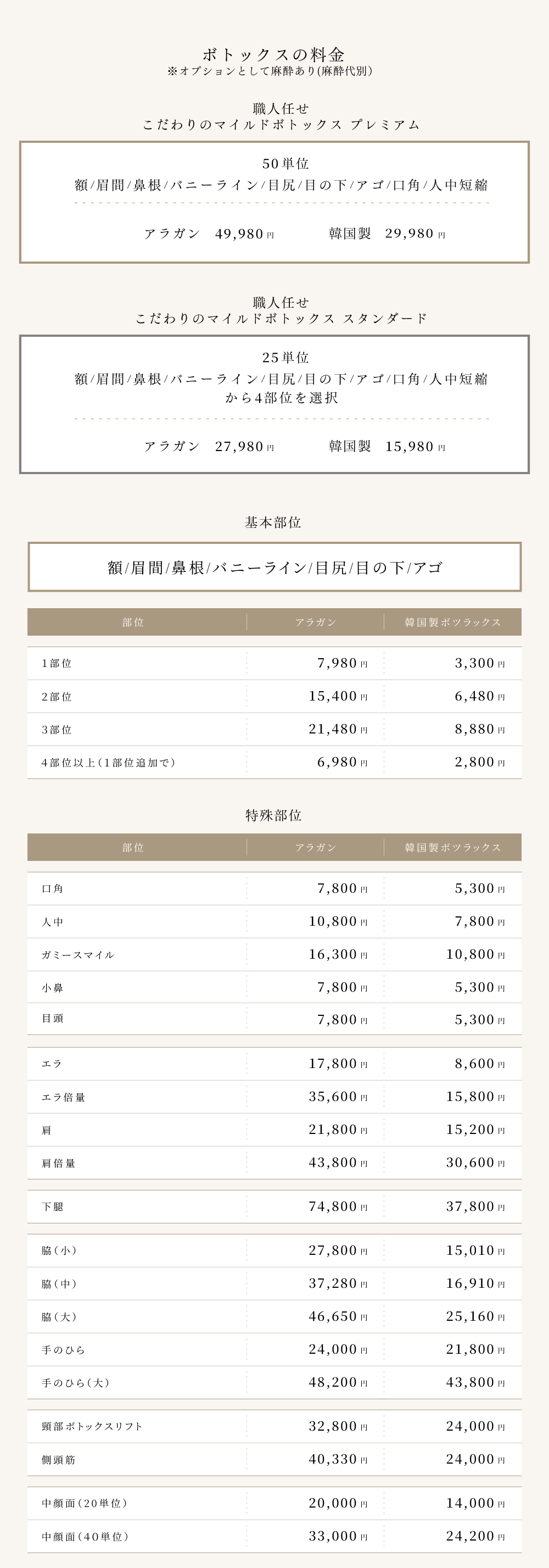 料金表